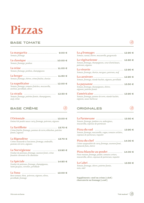 MENU SUR PLACE La stradaquiberon